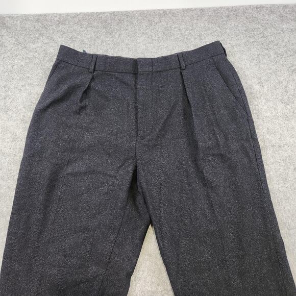 VTG Polo Ralph Lauren Pants Mens 36x28 Navy Wool Blend Pleated Dress Trouser - Picture 4 of 16